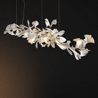 Gingko Chandelier Style B hand glazed porcelain flawless glossy finish consistent artisan craftsmanship detail close up handcraft