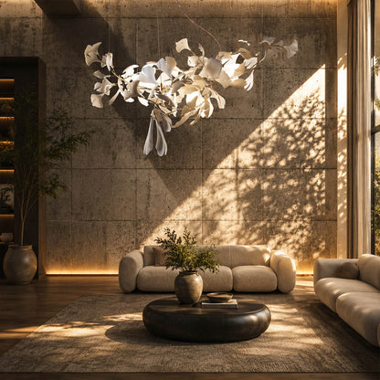 Gingko Chandelier Style B Model A adjustable linear 39.4 inch modern kitchen island marble counter statement mid century warm ambient sculptural bendable branches botanical lifestyle interior