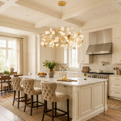 Gingko Chandelier Style D Model A classical 39.4 inch modern kitchen island round marble counter statement mid century warm ambient sculptural botanical lifestyle interior