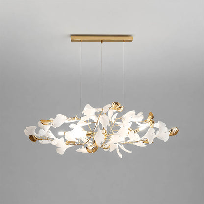 Gingko Chandelier Style F Rose Gold metal frame polished sophisticated warm pink gold finish detail close up architectural