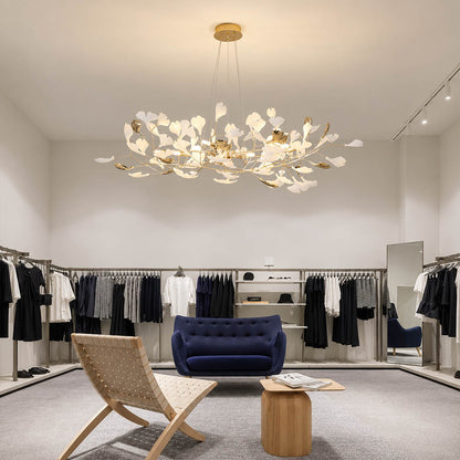 Gingko Chandelier Style F Model E round drum 23.6 inch modern powder room small vanity mid century warm ambient sculptural botanical lifestyle interior