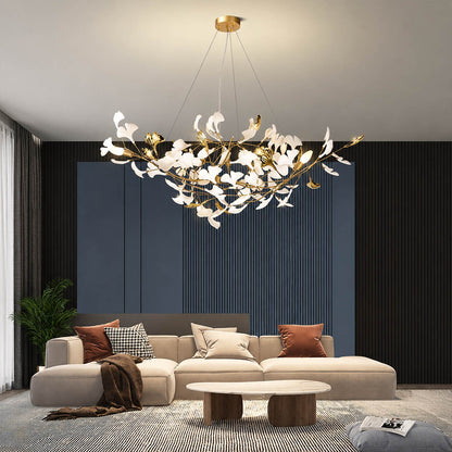 Gingko Chandelier Style F Model D narrow 39.4 inch modern primary bedroom sculptural bedside statement mid century warm ambient botanical lifestyle interior