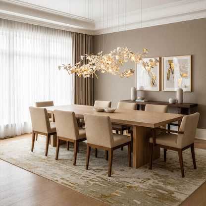 Gingko Chandelier Style H rectangular 118.1 inch executive corporate conference room long table boardroom mid century modern architectural sculptural botanical warm ambient lifestyle interior