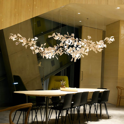 Gingko Chandelier Style H rectangular 118.1 inch executive corporate conference room long table boardroom mid century modern architectural sculptural botanical warm ambient lifestyle interior