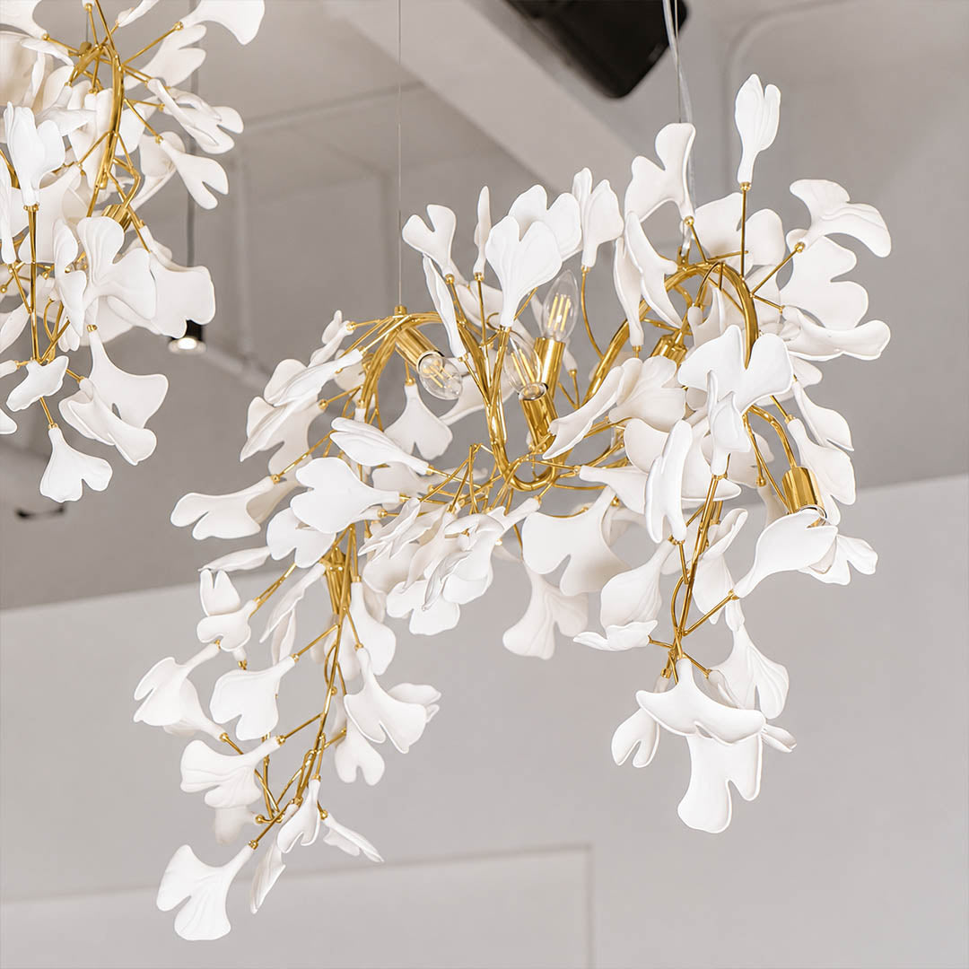 Gingko Chandelier Style I color swatch Rose Gold Copper Gold Nickel Chrome White Gold Black finish options alternatives comparison detail