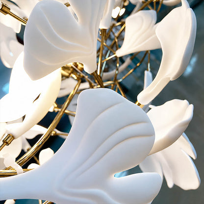 Gingko Chandelier Style J hand glazed porcelain flawless glossy finish consistent artisan detail close up premium