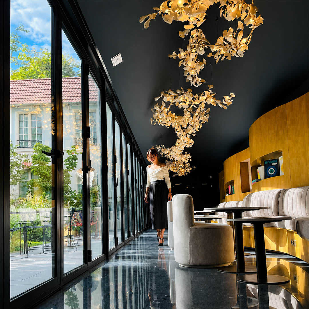 Gingko Chandelier Style J mega 372 inch grand hotel atrium mega ballroom commercial architectural sculptural statement mid century modern botanical hospitality lifestyle interior