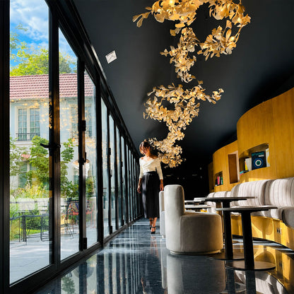 Gingko Chandelier Style J mega 372 inch grand hotel atrium mega ballroom commercial architectural sculptural statement mid century modern botanical hospitality lifestyle interior