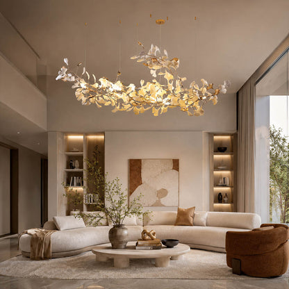 Gingko Chandelier Style K Model A linear horizontal 78.7 inch flat modern home bar counter marble mid century warm ambient statement botanical lifestyle interior