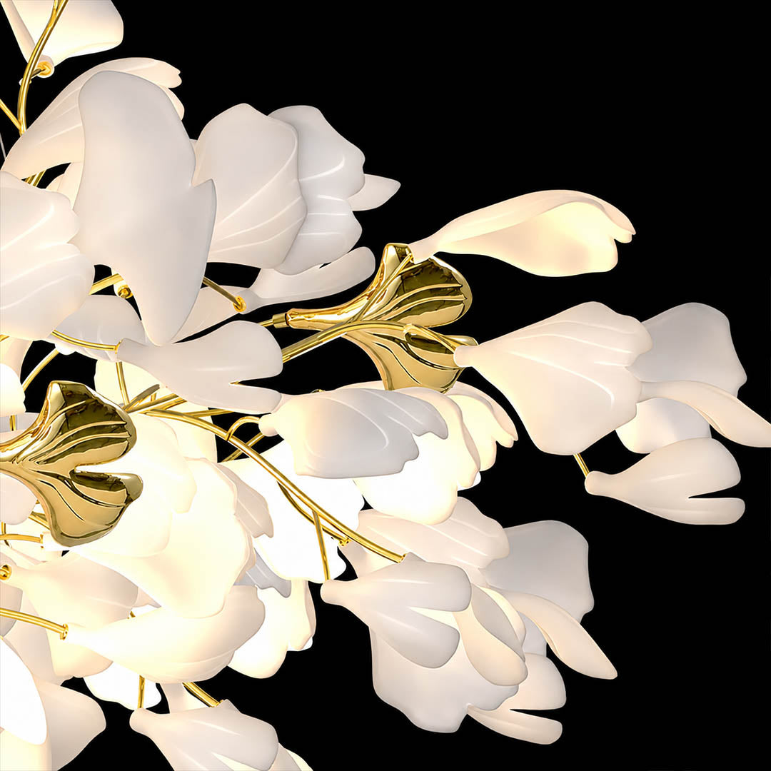 Gingko Chandelier Style L Model A linear rectangular vs Model B round vertical shape comparison side by side choice helper ceramic porcelain
