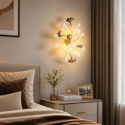Gingko Sonia wall lamp pair matched bedside primary bedroom king bed nightstand alternative mid century art deco warm ambient lifestyle interior