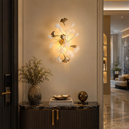 Gingko Sonia wall lamp hallway corridor pair rhythm mid century modern warm ambient welcoming lifestyle interior