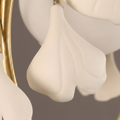 Ginkgo hand cast porcelain leaf brass halo close up detail visible vein lines craftsmanship texture