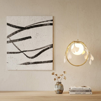 Ginkgo pendant single hanging in entryway foyer wabi sabi organic modern interior natural materials neutral palette
