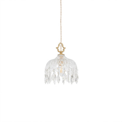 Goldie vintage brass bowl pendant light Edison filament bulb clear glass shade white background