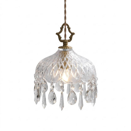 Goldie vintage brass bowl pendant light Edison filament bulb clear glass shade white background