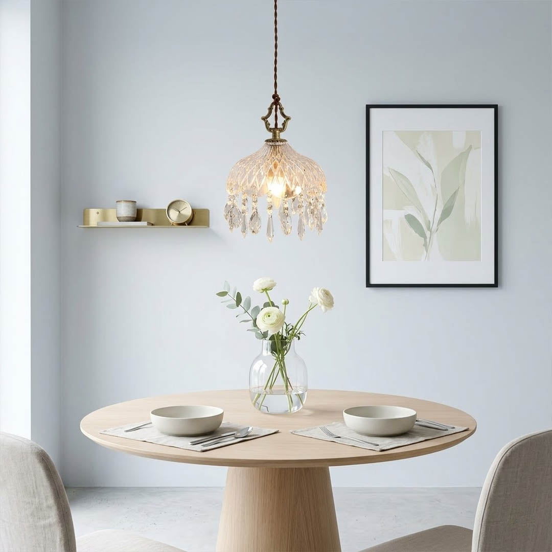 Goldie vintage brass bowl pendant light Edison filament bulb clear glass shade white background