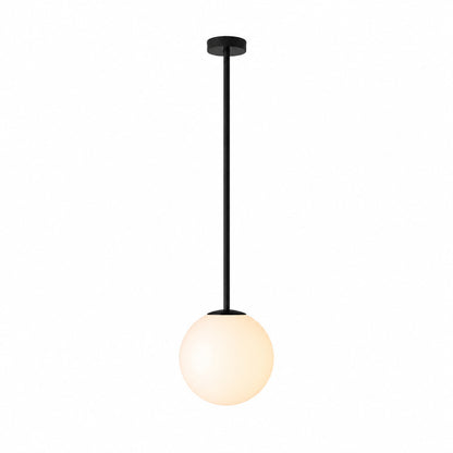 Single-head black Gran Finale glass pendant over a bedside table or small nook