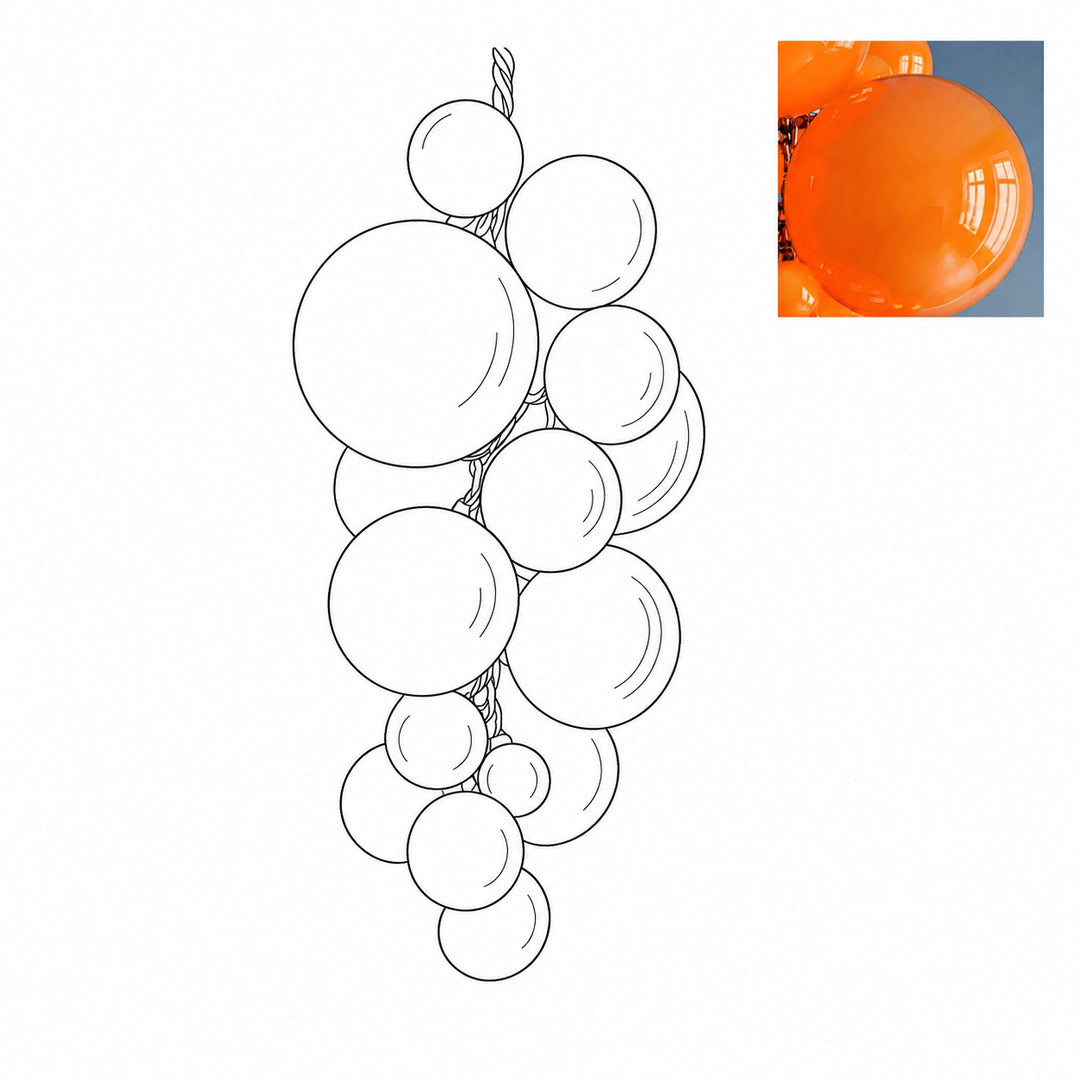 Medium 47.2-inch orange Grappolo glass chandelier as a warm centerpiece in a dining room