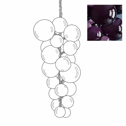 Tall 59.1-inch purple Grappolo glass chandelier filling a grand entryway with jewel tones