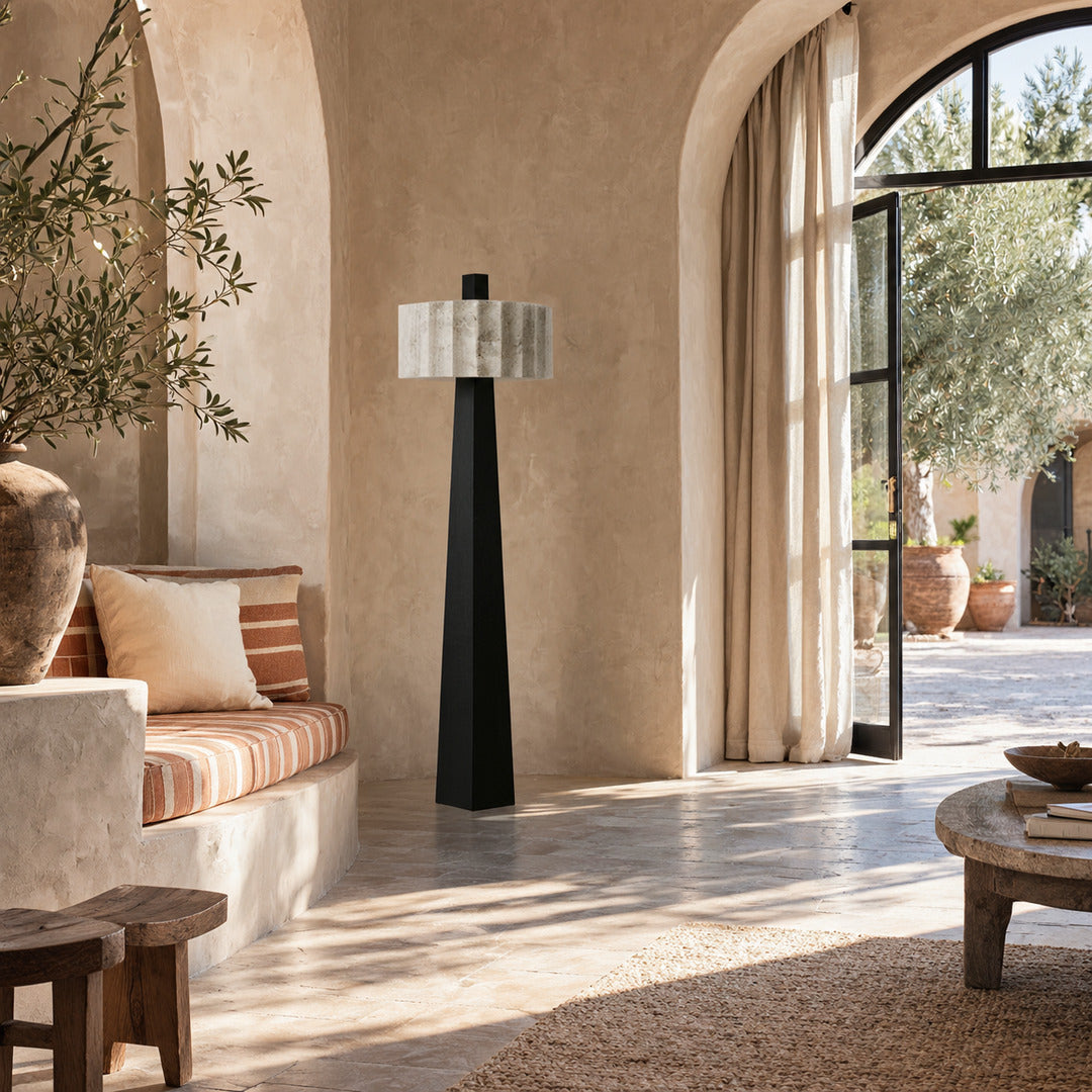 Guglia alabaster floor lamp as a sculptural accent in an entryway