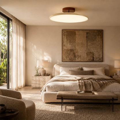 Halden Sage Green swivel flush mount bedroom Earthy Cottagecore modern terracotta canopy warm glow primary interior lifestyle