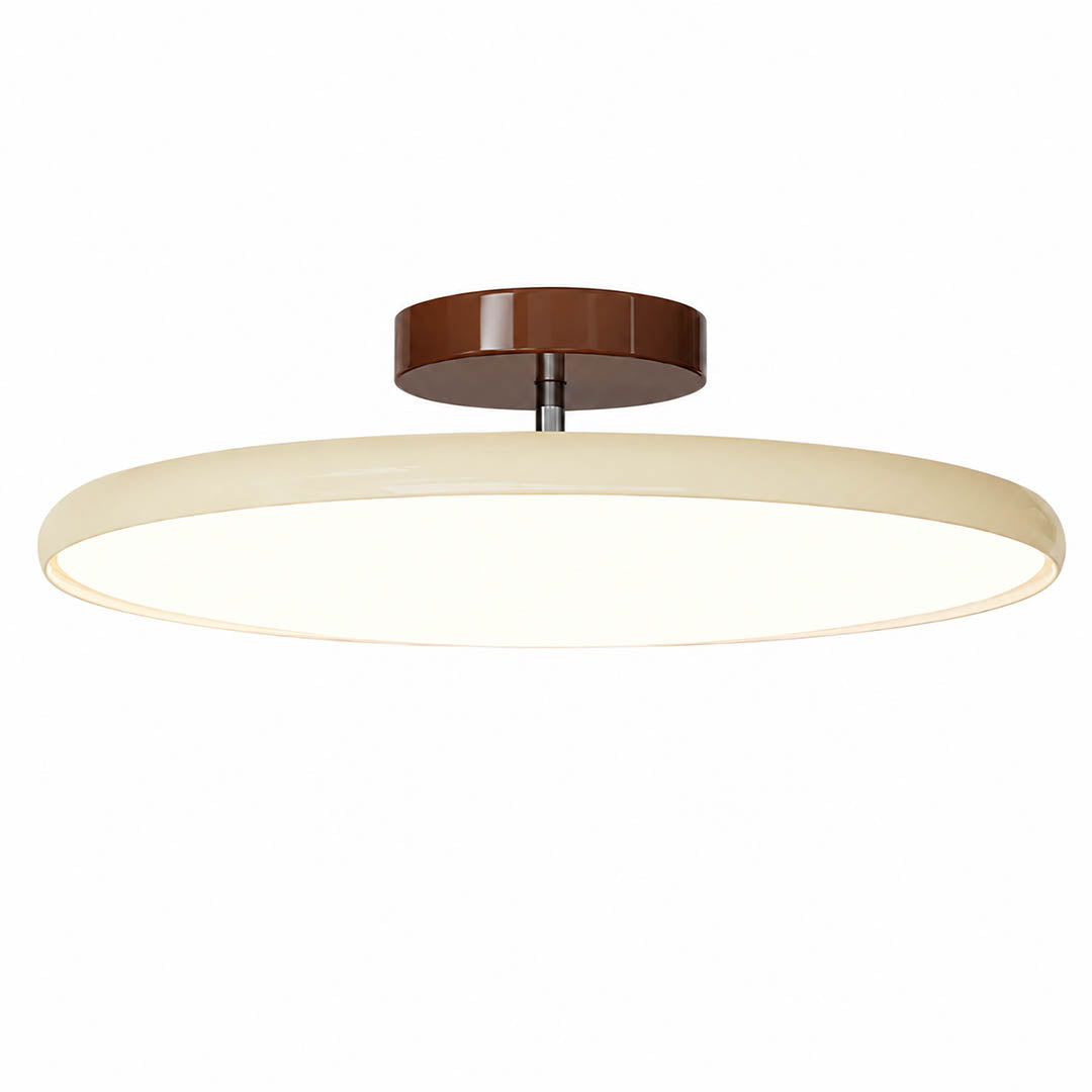 Halden swivel slim LED flush mount ceiling light Cream warm ivory shade terracotta canopy modern minimalist Scandinavian white background
