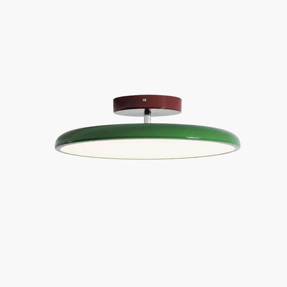 Halden swivel slim LED flush mount ceiling light Sage Green muted olive shade terracotta canopy modern Earthy Cottagecore white background