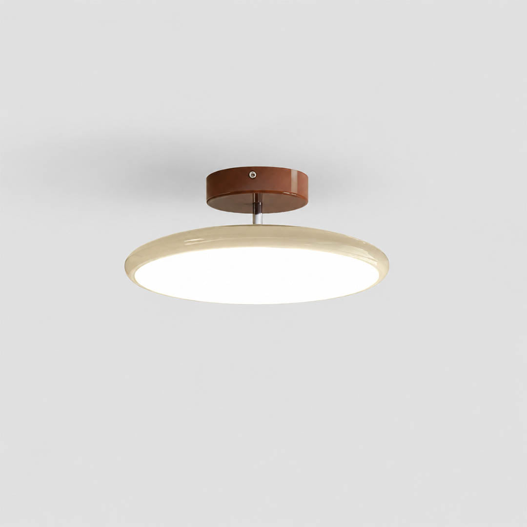 Halden swivel slim LED flush mount ceiling light Cream warm ivory shade terracotta canopy modern minimalist Scandinavian white background