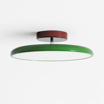 Halden swivel slim LED flush mount ceiling light Sage Green muted olive shade terracotta canopy modern Earthy Cottagecore white background