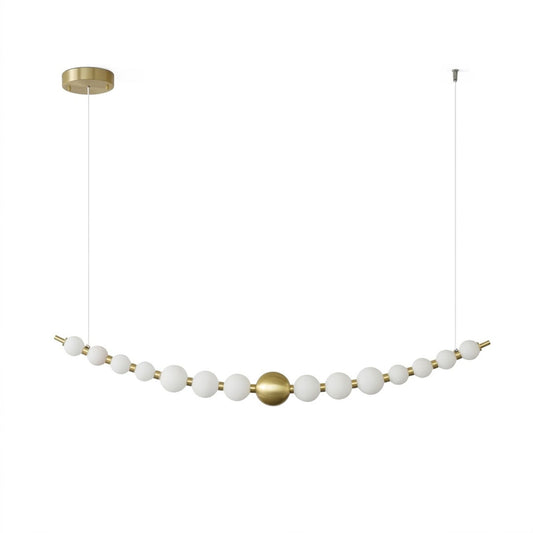 Halia pearl ring chandelier  diameter brass frame pearl globes white background