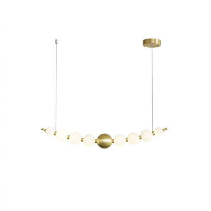 Halia pearl ring chandelier  diameter brass frame pearl globes white background