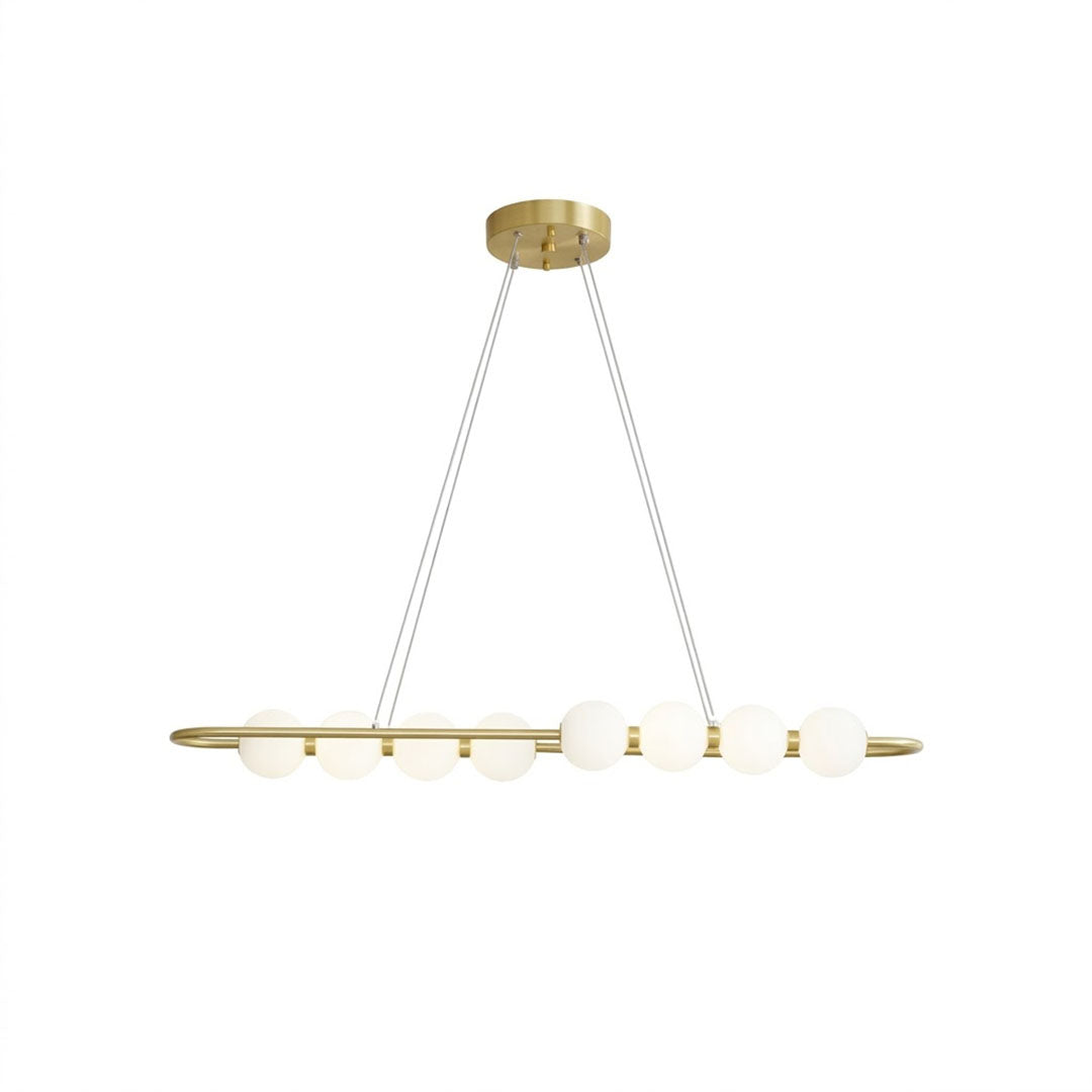 Halia pearl ring chandelier  diameter brass frame pearl globes white background