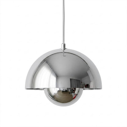 Halo pendant light metal dome mid century modern hanging lamp white background