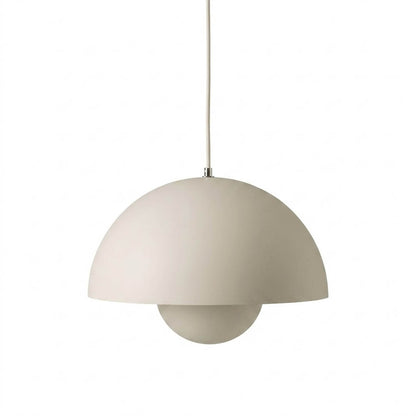 Halo pendant light metal dome mid century modern hanging lamp white background