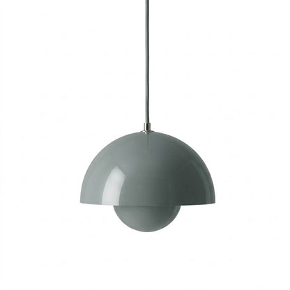 Halo pendant light metal dome mid century modern hanging lamp white background