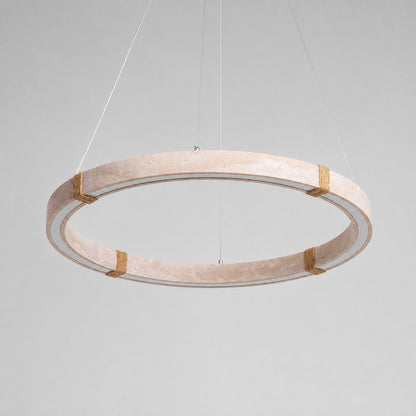 Halo travertine pendant light flat ultra slim disc ring profile side silhouette thin shape detail