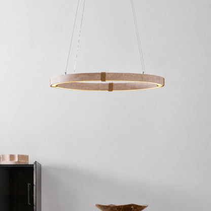Halo travertine pendant light flat ultra slim disc ring profile side silhouette thin shape detail