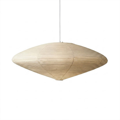 Authentic Handcrafted Washi Paper Pendant Light (Model A style) - A minimalist Japandi suspended paper lantern featuring premium mulberry Kozo fibers, seamless bamboo ribbing, and a warm, ambient diffused glow for modern interior design.