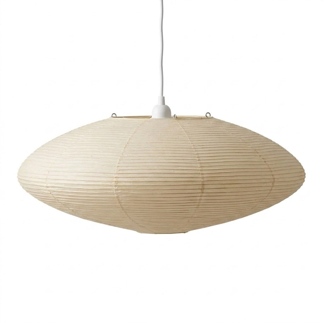 Authentic Handcrafted Washi Paper Pendant Light (Model A style) - A minimalist Japandi suspended paper lantern featuring premium mulberry Kozo fibers, seamless bamboo ribbing, and a warm, ambient diffused glow for modern interior design.