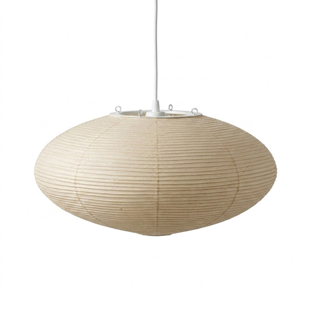 Authentic Handcrafted Washi Paper Pendant Light (Model A style) - A minimalist Japandi suspended paper lantern featuring premium mulberry Kozo fibers, seamless bamboo ribbing, and a warm, ambient diffused glow for modern interior design.