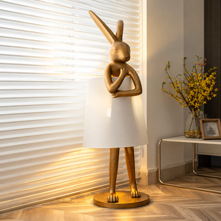 Hare silhouette table lamp adding personality to a creative studio desk