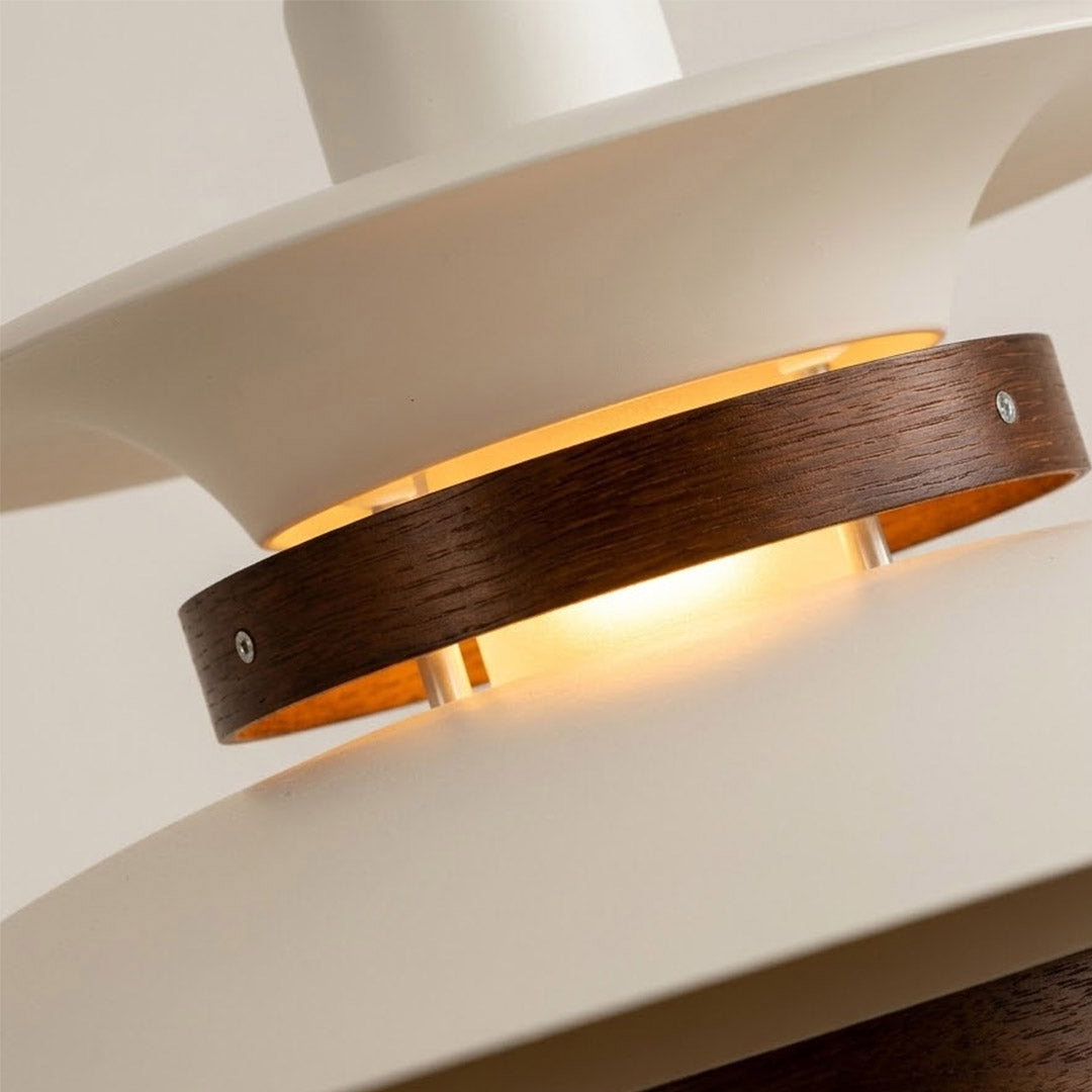 Hayden walnut hardwood canopy connector close up craftsmanship detail wood grain real material quality