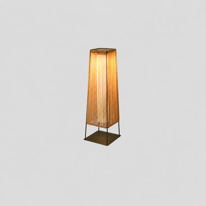 Large 35.4-inch hardwired Intreccio outdoor post light as a floor lantern on a deck