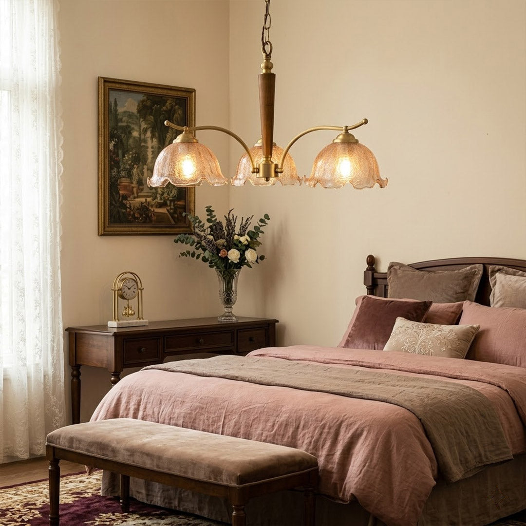 Iris chandelier modern farmhouse living room wood accents matches white shiplap walls transitional design timeless