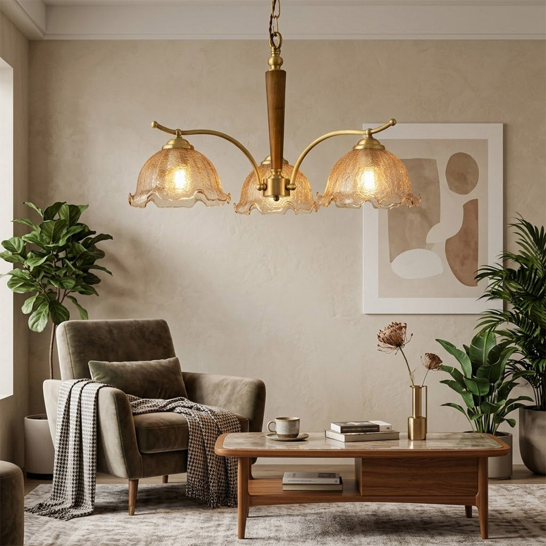 Iris 24 inch chandelier breakfast nook kitchen above 4 seat table wood accent matches kitchen modern farmhouse interior