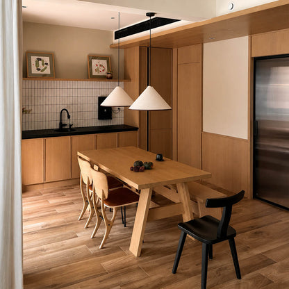 Kasa pendant light small 13.8 inch modern kitchen island bar counter single pendant washi paper pyramid Japanese Japandi wabi sabi warm ambient lifestyle interior American home