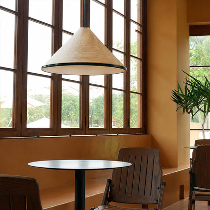 Kasa pendant light extra large 47.2 inch oversized modern grand dining room long table entertaining washi paper pyramid Japanese Japandi wabi sabi dramatic statement warm ambient lifestyle interior American home