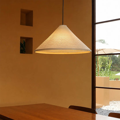 Kasa pendant light small 13.8 inch modern home office study workspace washi paper pyramid Japanese Japandi wabi sabi warm ambient functional creative lifestyle interior American home