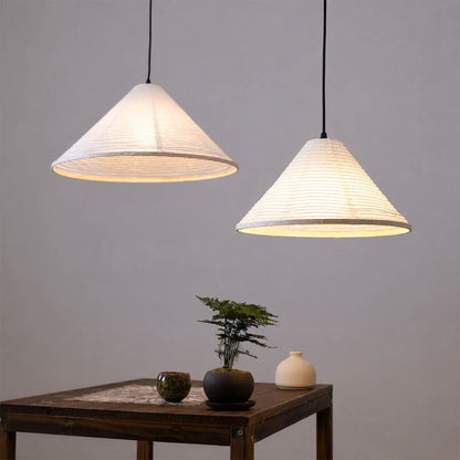 Kasa pendant light large 19.7 inch modern Japanese tea room meditation zen space washi paper pyramid handcrafted traditional serene calm warm ambient lifestyle interior